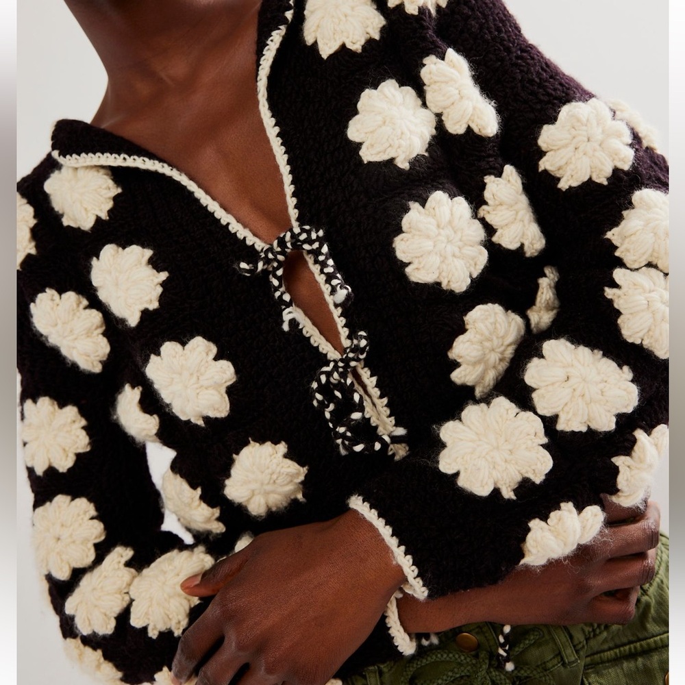 Free People Tach Dana Crochet Knit Cardi - Picture 3 of 9